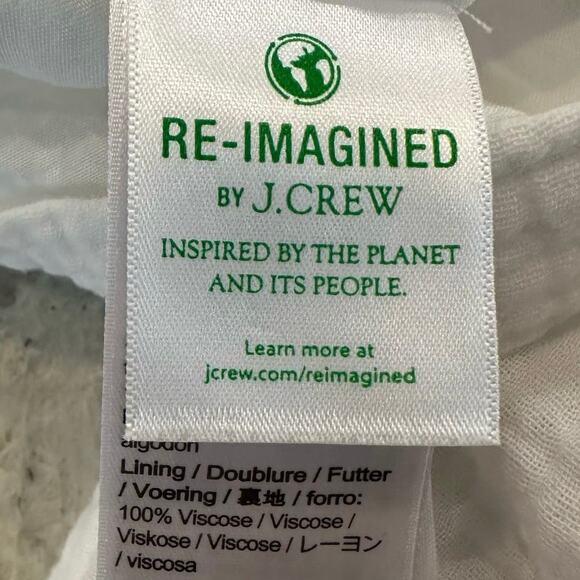 J Crew Re-Imagined Womens XS Mini Dress White Smocked Square Neck Gauzy Lined - Picture 7 of 12